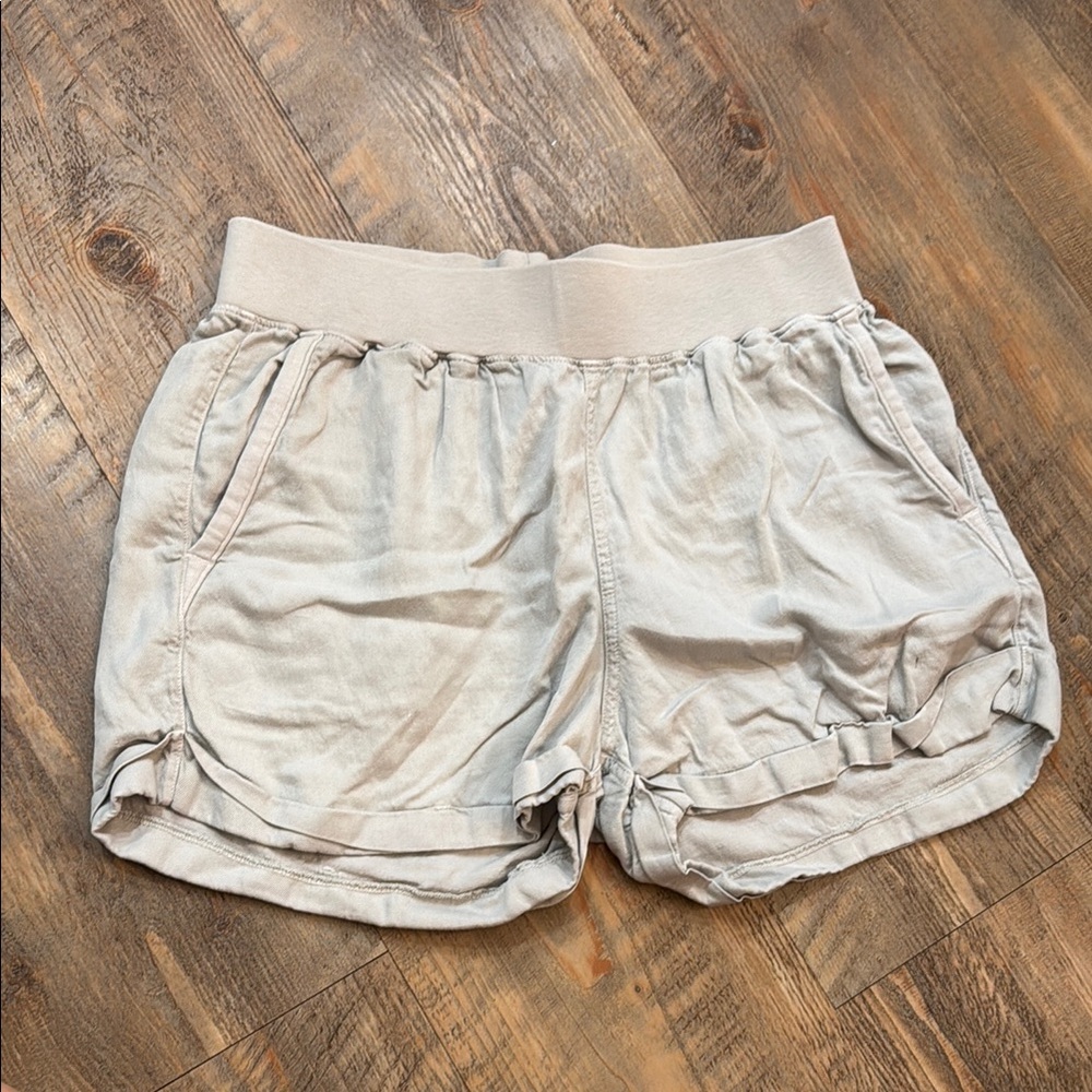 Faherty Arlie Day Shorts Surplus Women's M Gray Pull On Pockets Linen Blend